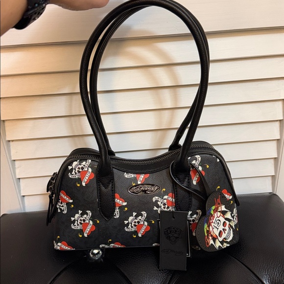 Ed Hardy Handbags - Ed Hardy Black and Red Women's Satchel